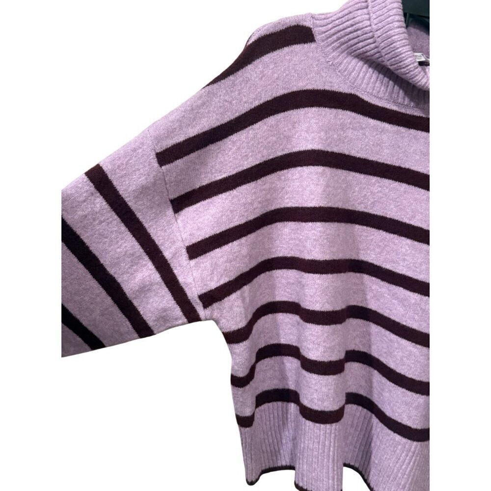 Striped Lavender & Burgundy Turtleneck Sweater XL T 16/18 ime & Tru NWT - Picture 2 of 5